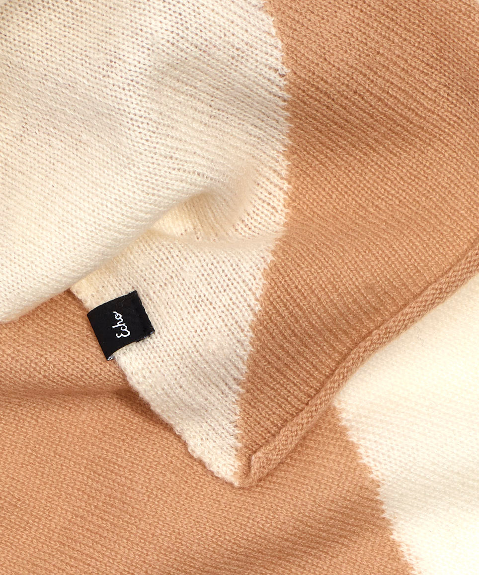 Cashmere Blend Colorblock Bandana in color Camel