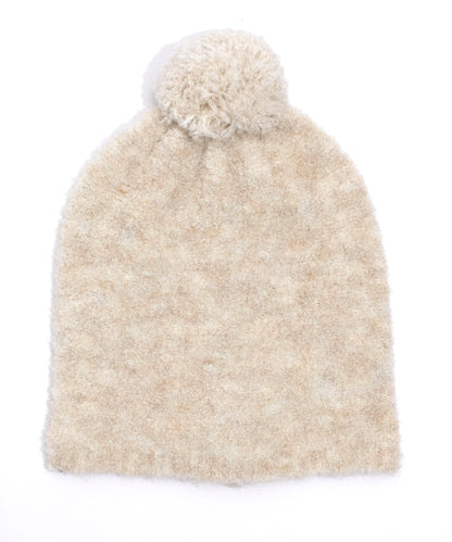 Teddy Boucle Pom Hat in color Cream
