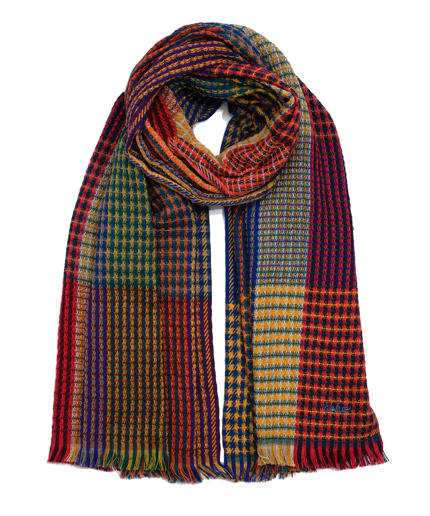 Waffle Plaid Blanket Wrap in color Multi