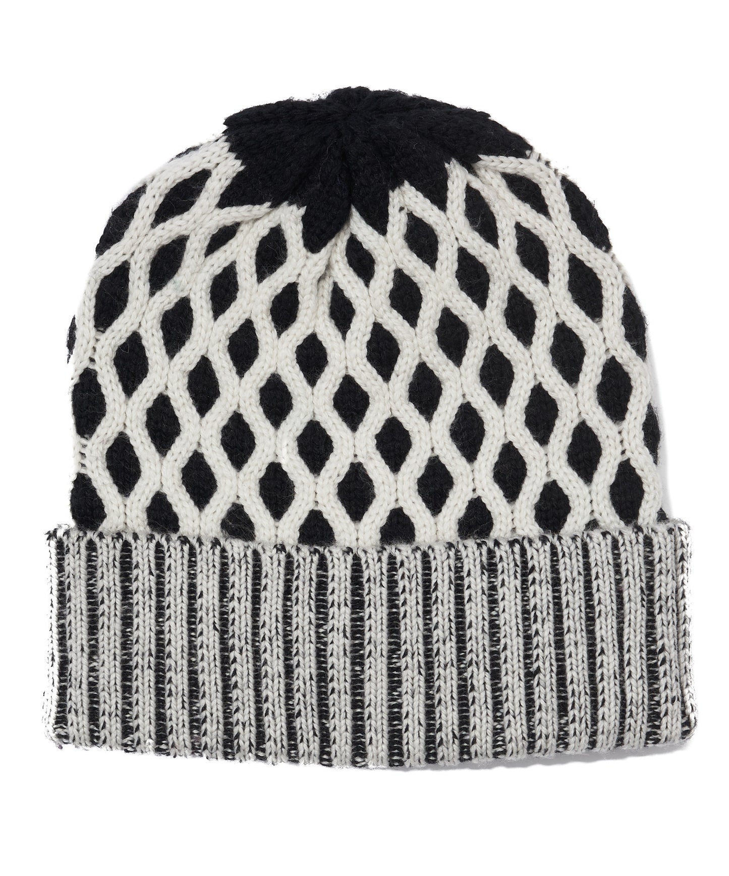 Recycled Bi-color Honeycomb Beanie in color Black/White