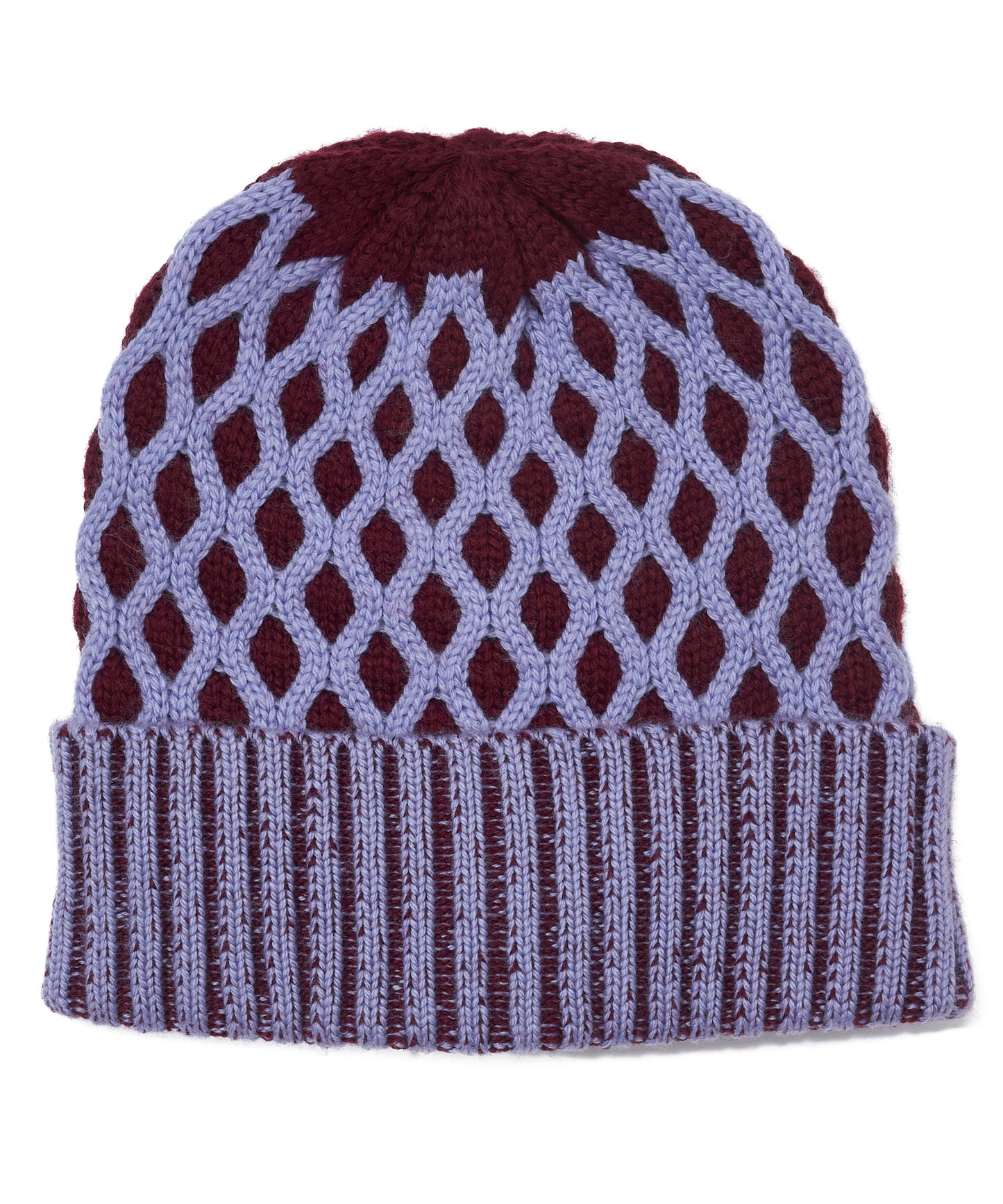 Recycled Bi-color Honeycomb Beanie in color Mulled Wine