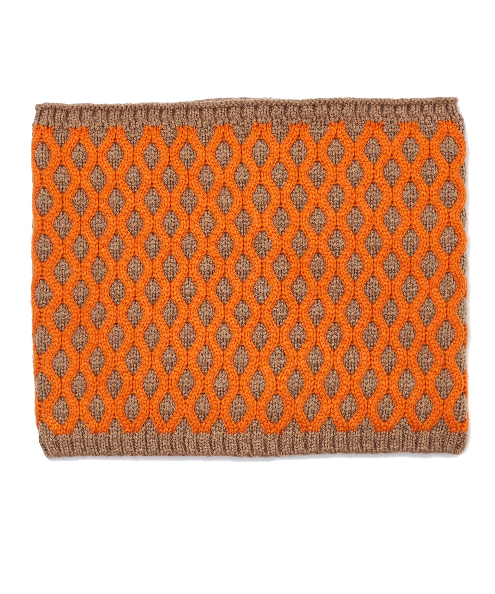 Recycled Bi-color Honeycomb Neck Warmer in color Camel Heather