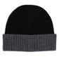 Cashmere Blend 2-tone Ribbed Beanie in color Black