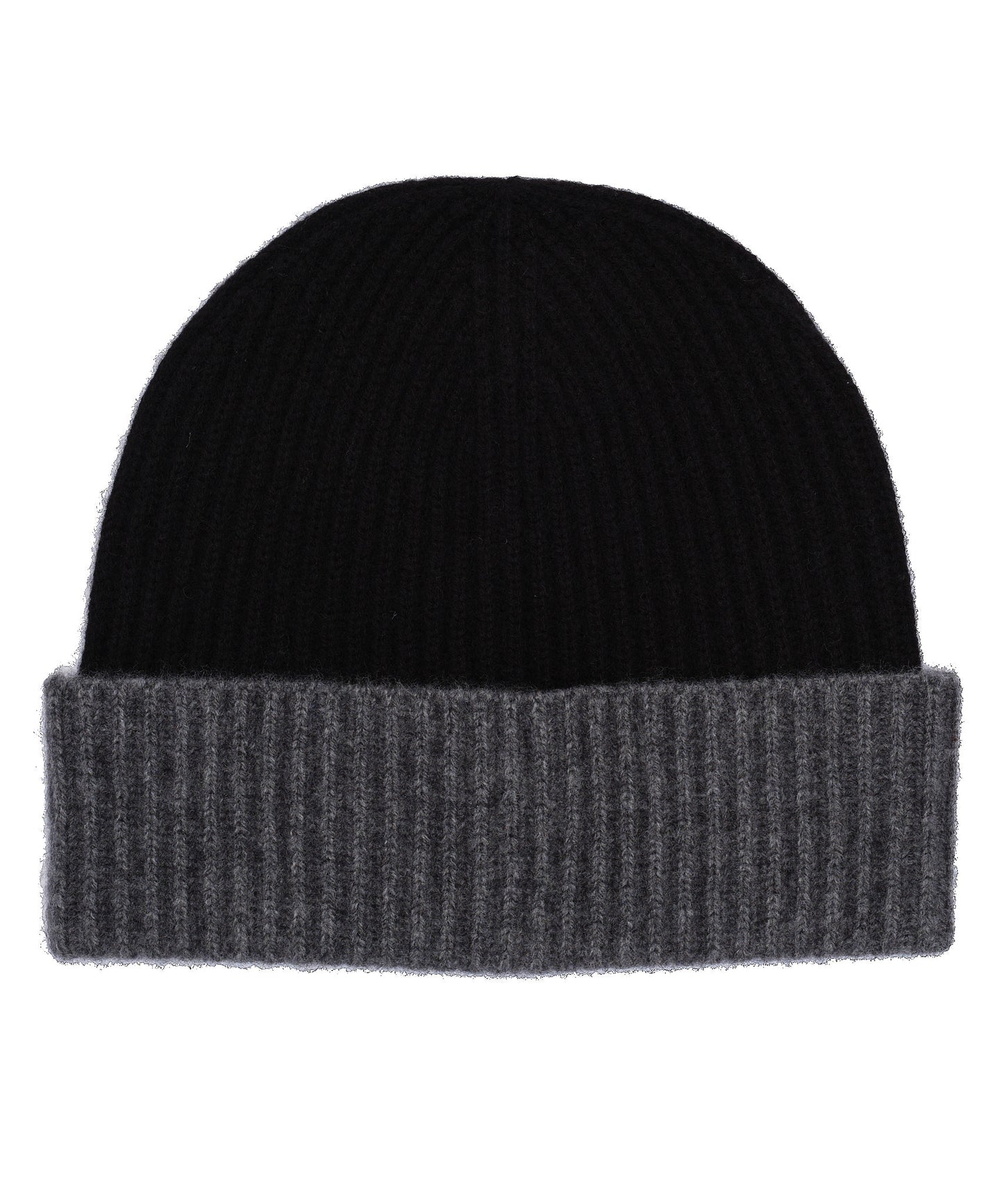 Cashmere Blend 2-tone Ribbed Beanie in color Black