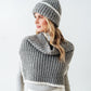 Handknit  Beanie With Tipping in color Grey Heather