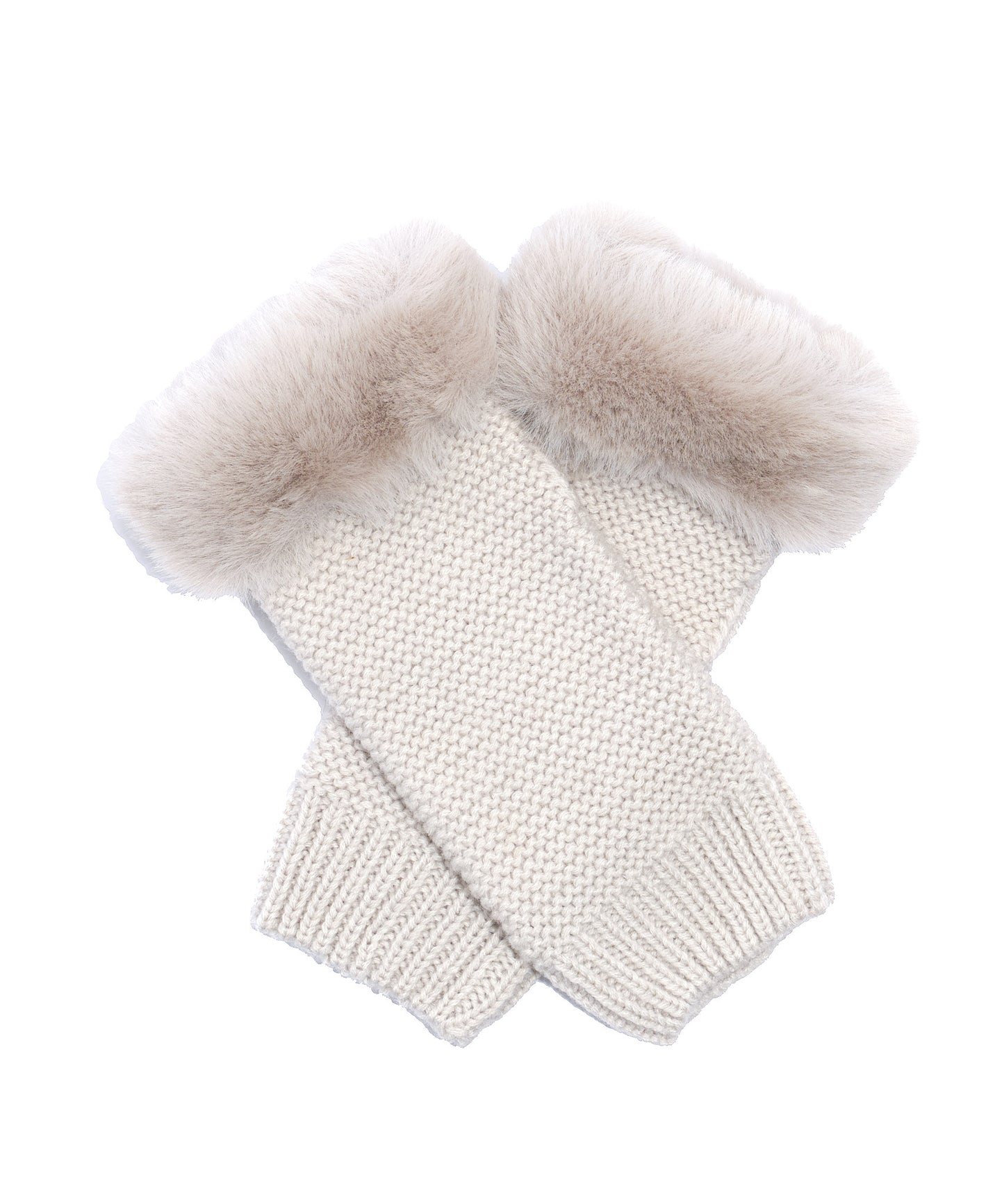Chunky Arm Warmer With Faux Fur in color Echo Silver
