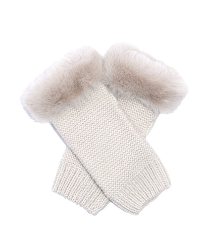 Chunky Arm Warmer With Faux Fur in color Echo Silver