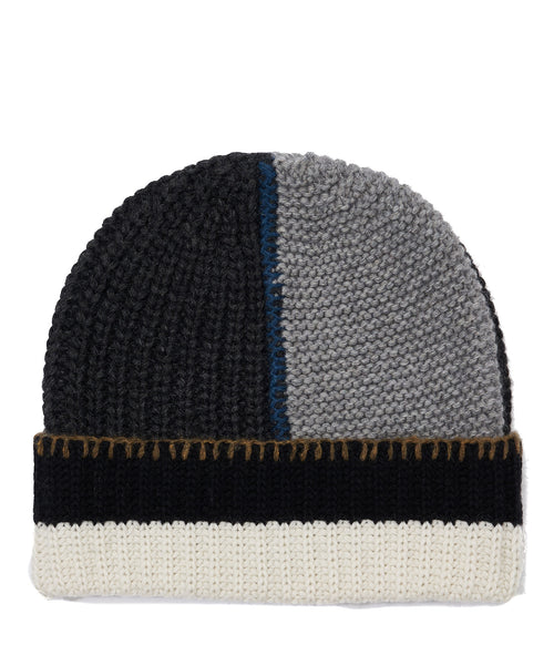 NKNIT  patchwork pattern KNIT hat   白 NKNIT patchwork pattern KNIT hat 白