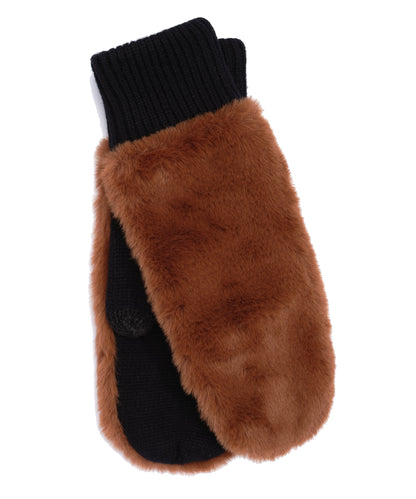 Faux Fur Mitten in color Copper