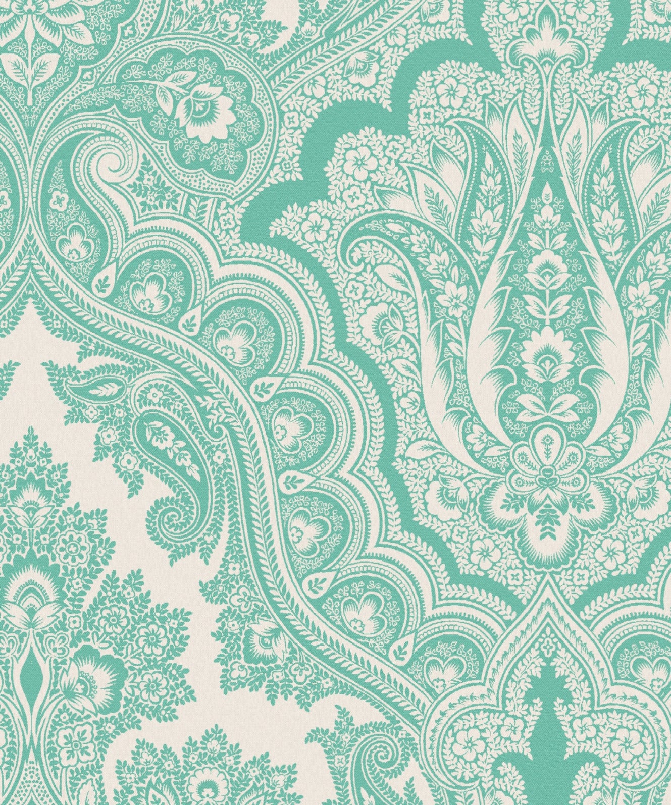 Modern Paisley Fabric in color Turquoise
