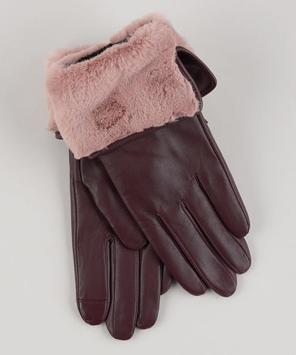 Faux Fur Cuff Glove in color Fig