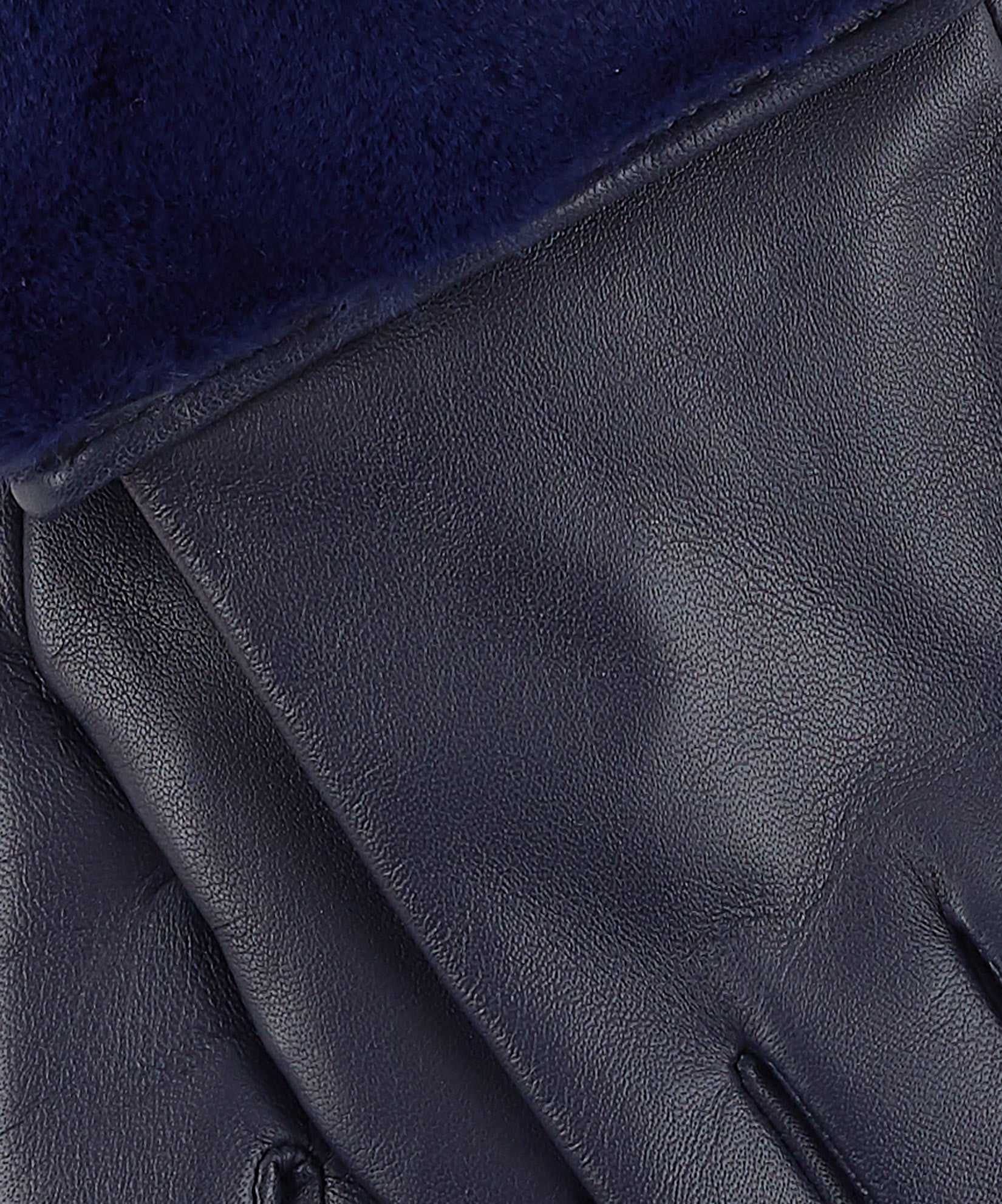 Faux Fur Cuff Glove in color Navy