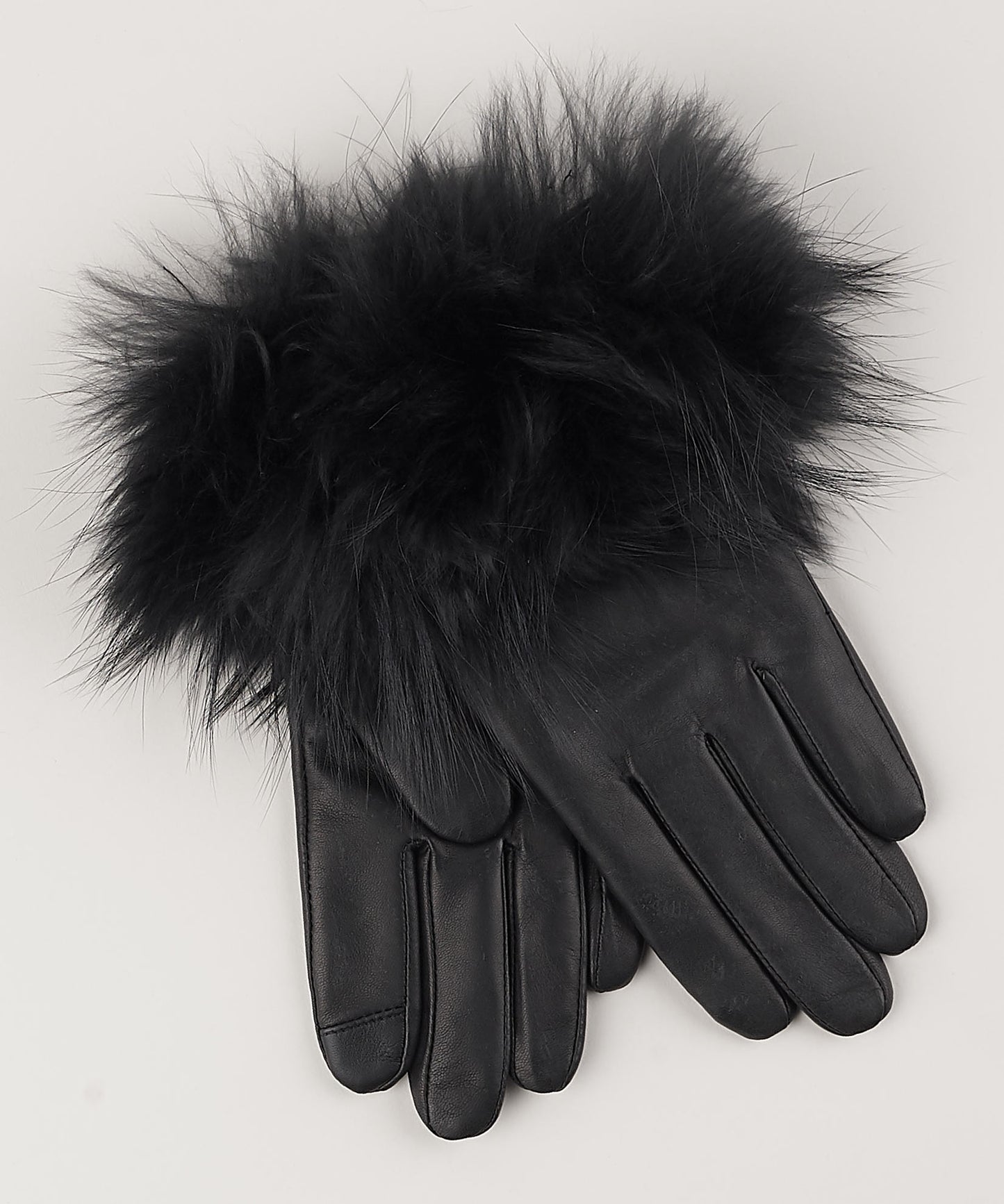 Fur Cuff Glove in color Black