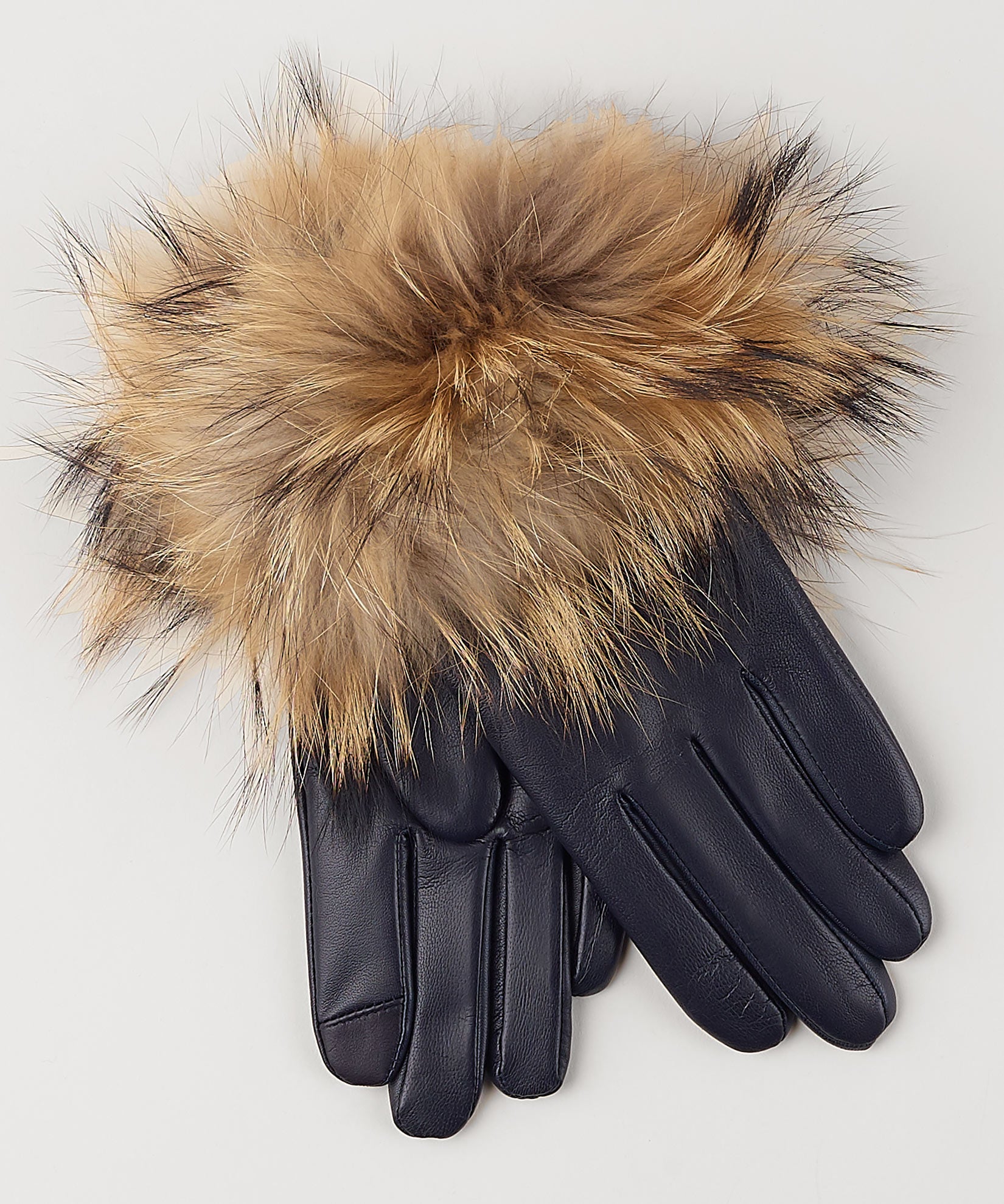 Fur Cuff Glove in color Navy