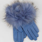 Fur Cuff Glove in color Denim Blue