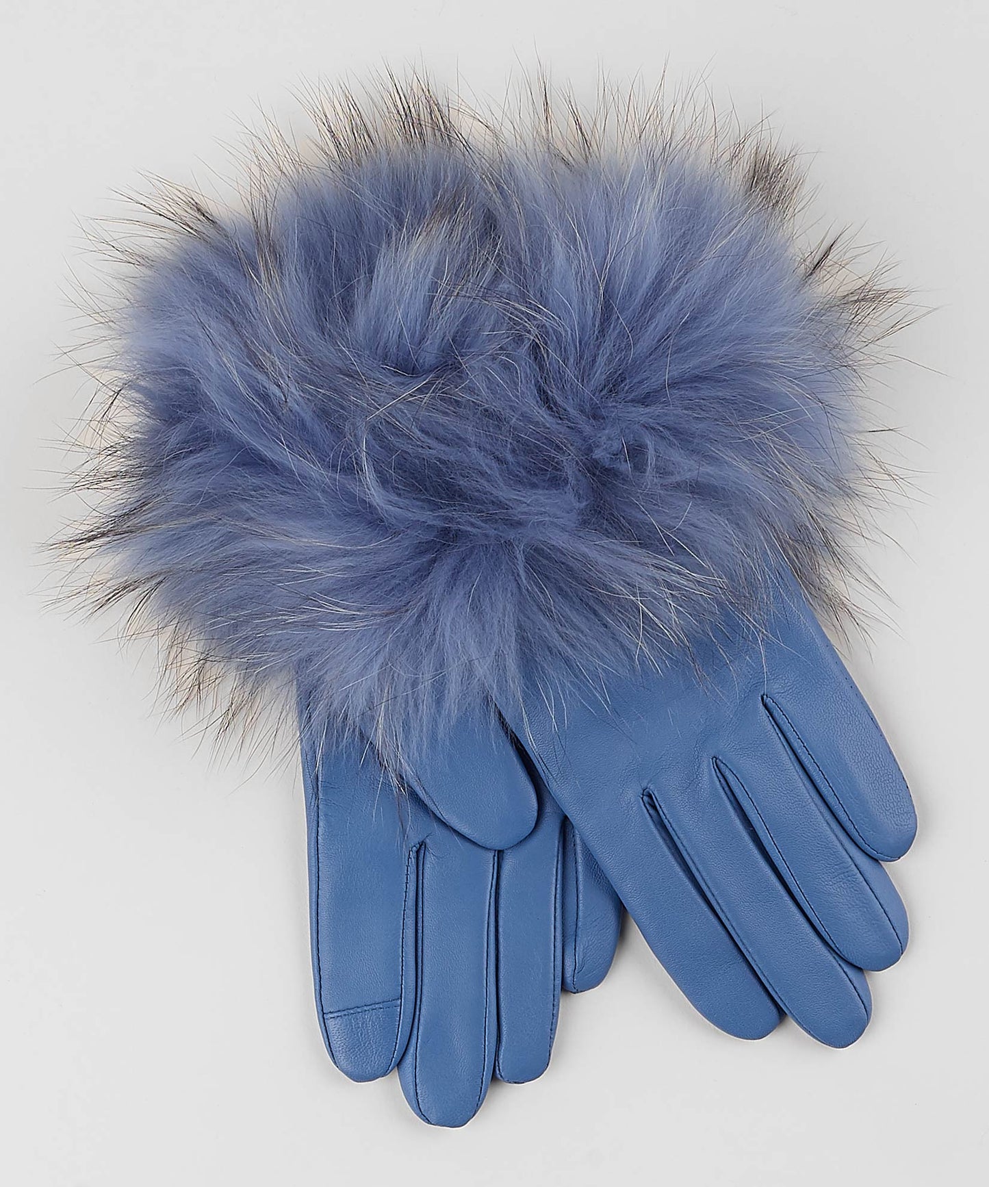 Fur Cuff Glove in color Denim Blue