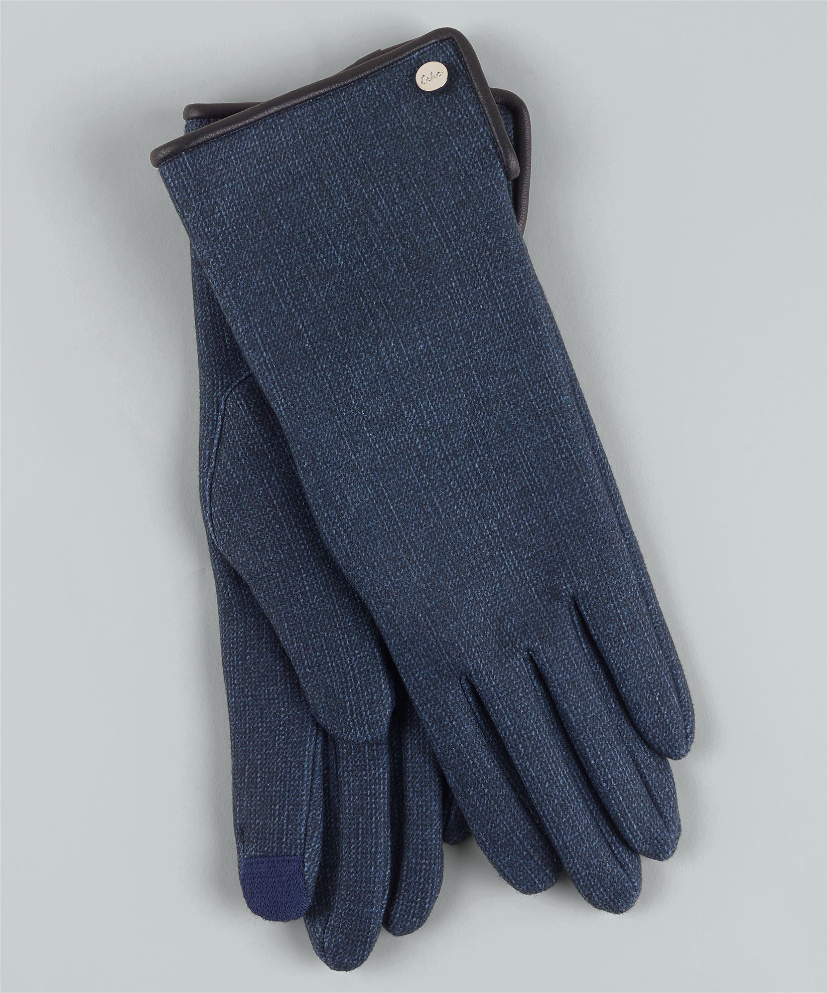 Superfine Down Plaid Glove in color Navy