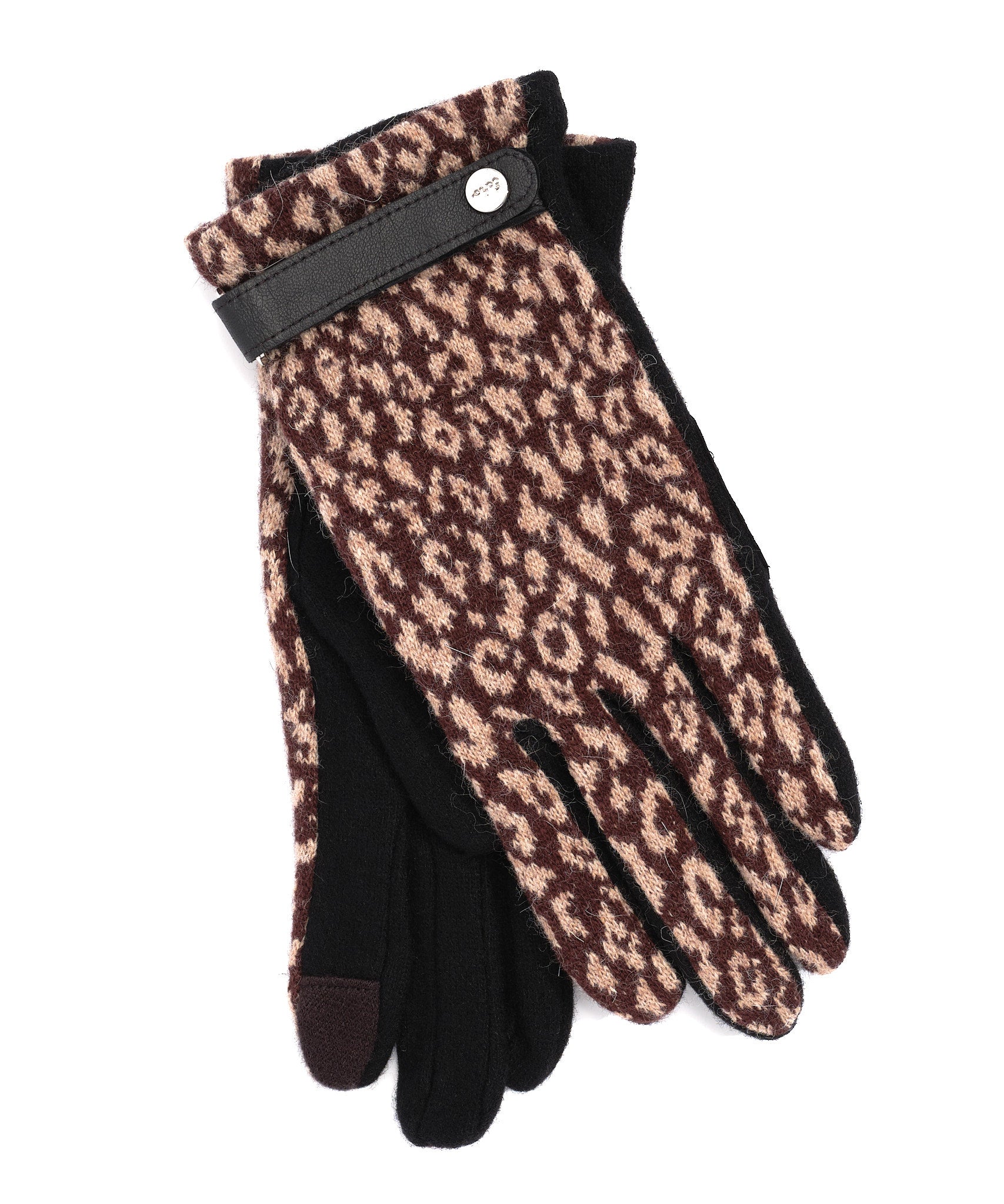 Animal Touch Glove With Strap in color Dk Brown/Camel Hthr