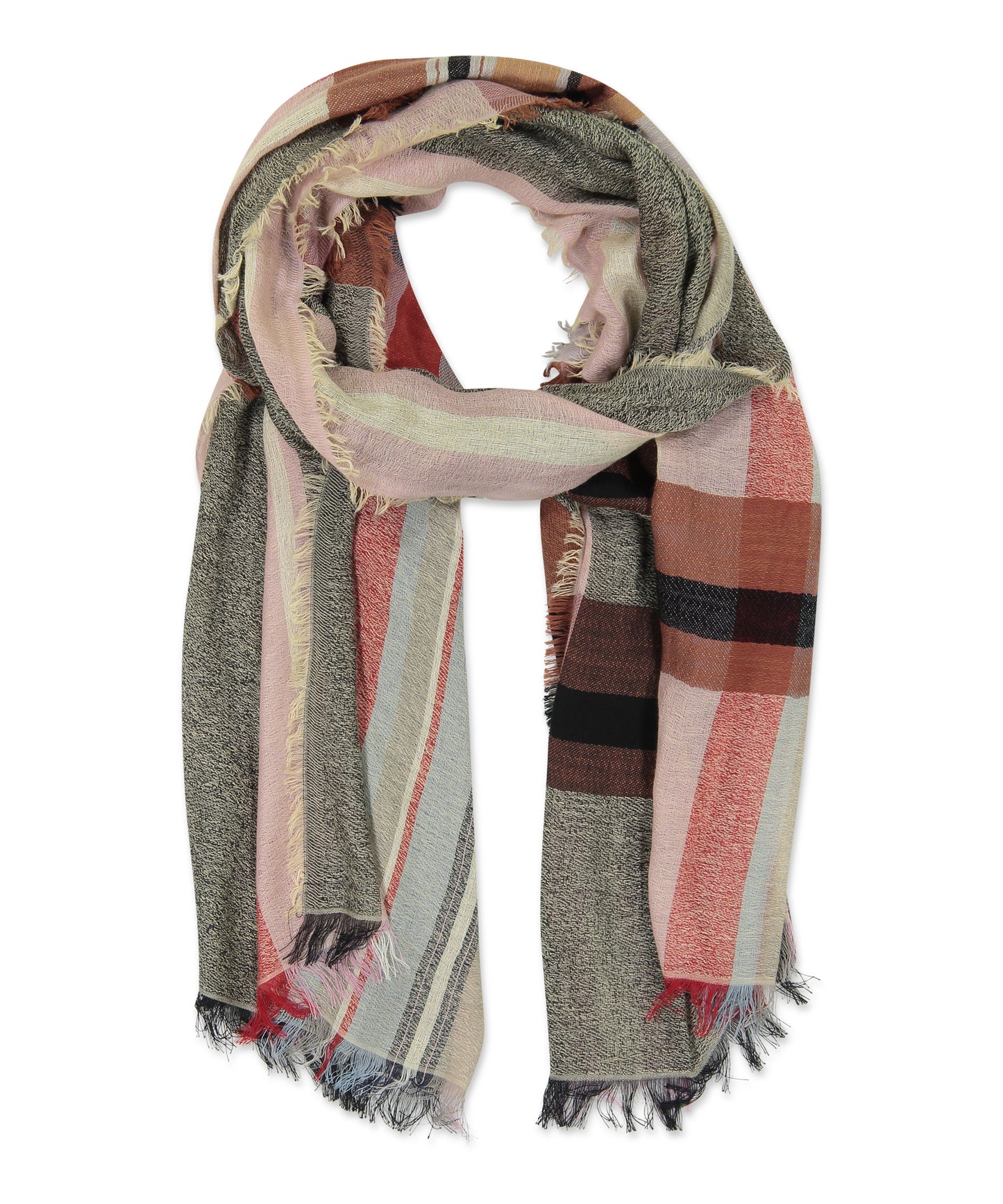 Opposing Plaids Wrap in color Chai