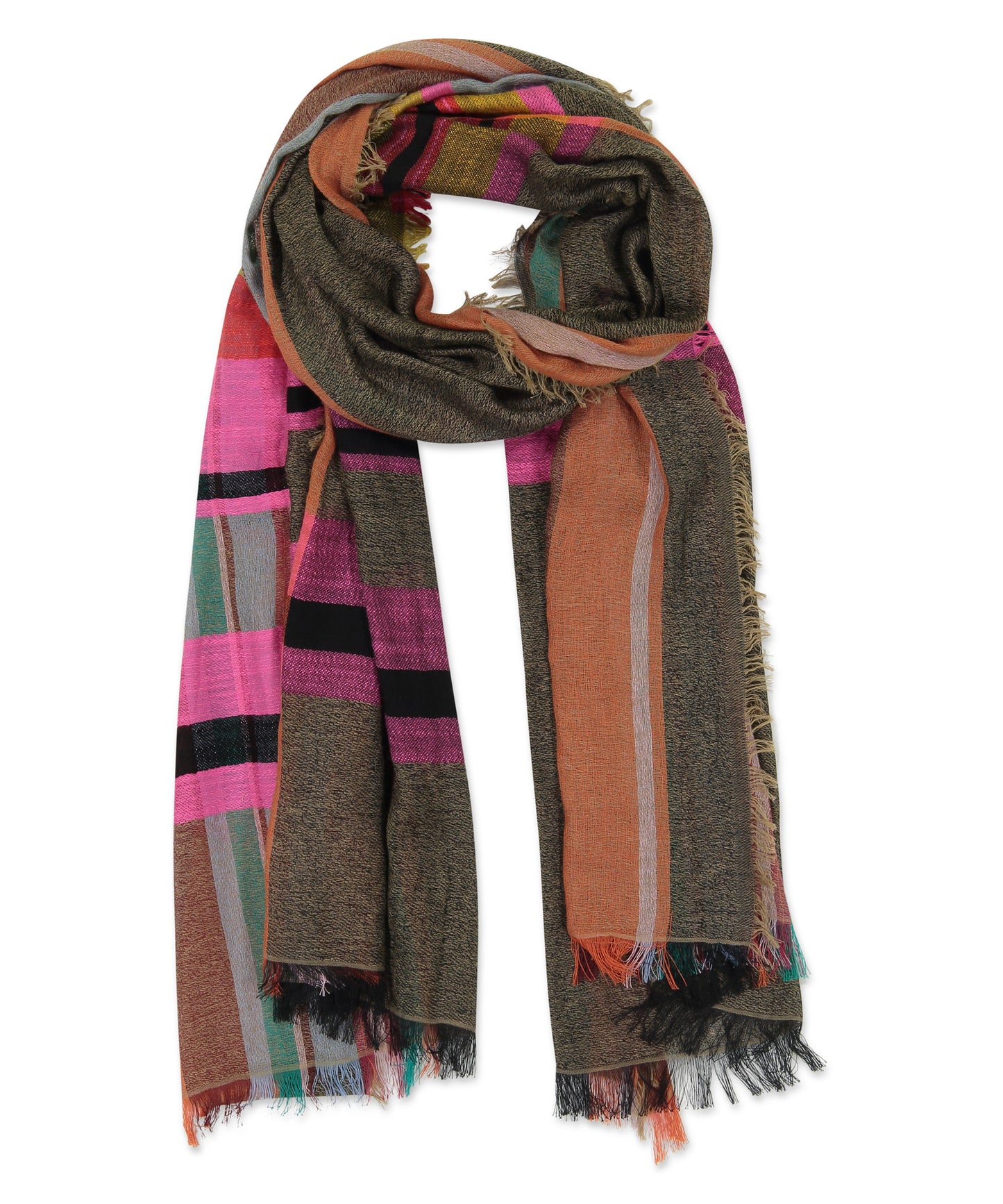 Opposing Plaids Wrap in color Multi