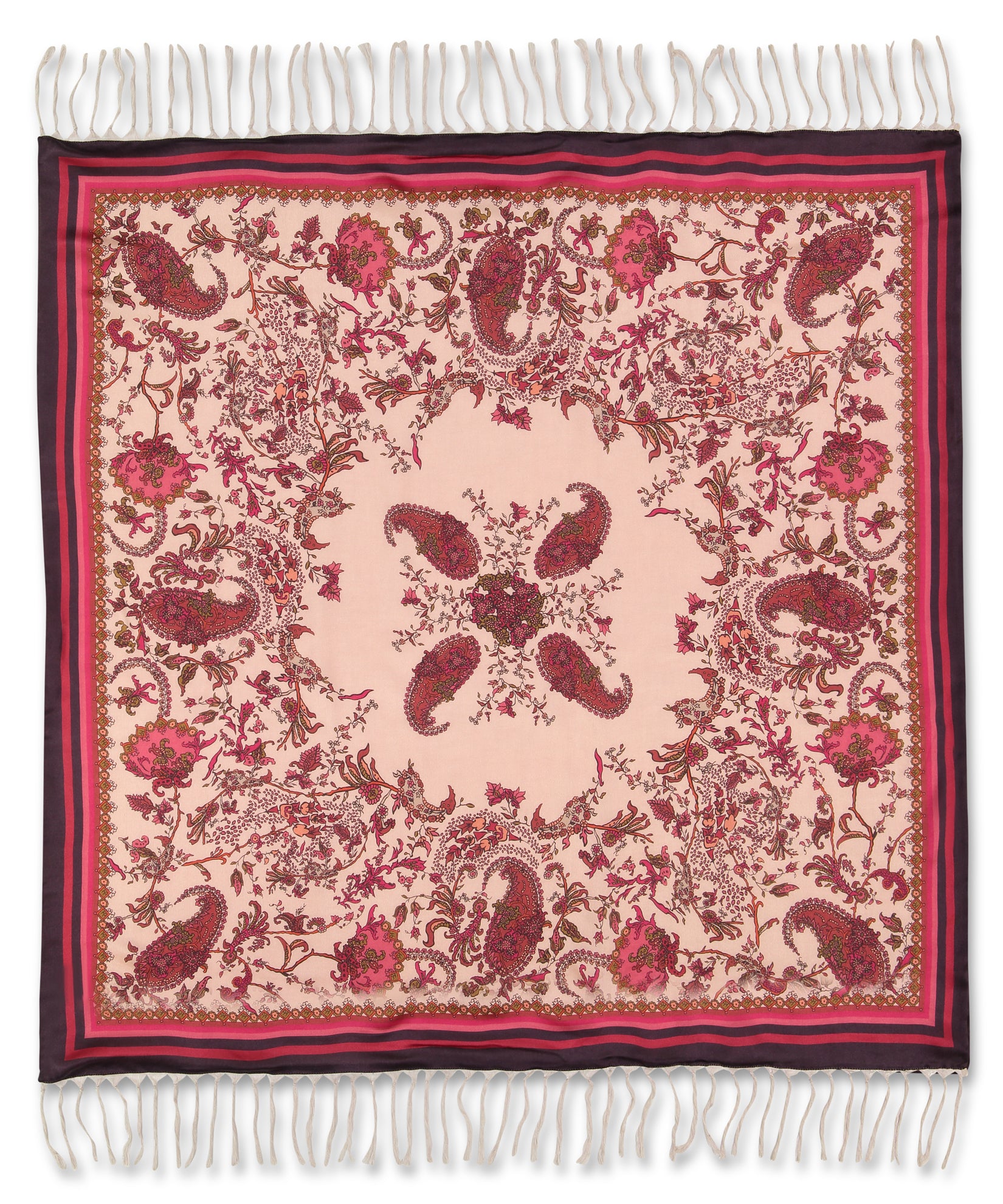 Paisley Double-faced Silk Square in color Jaipur Pink
