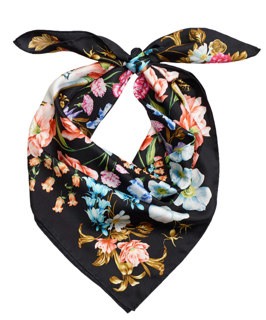 Flourish Silk Square in color Black