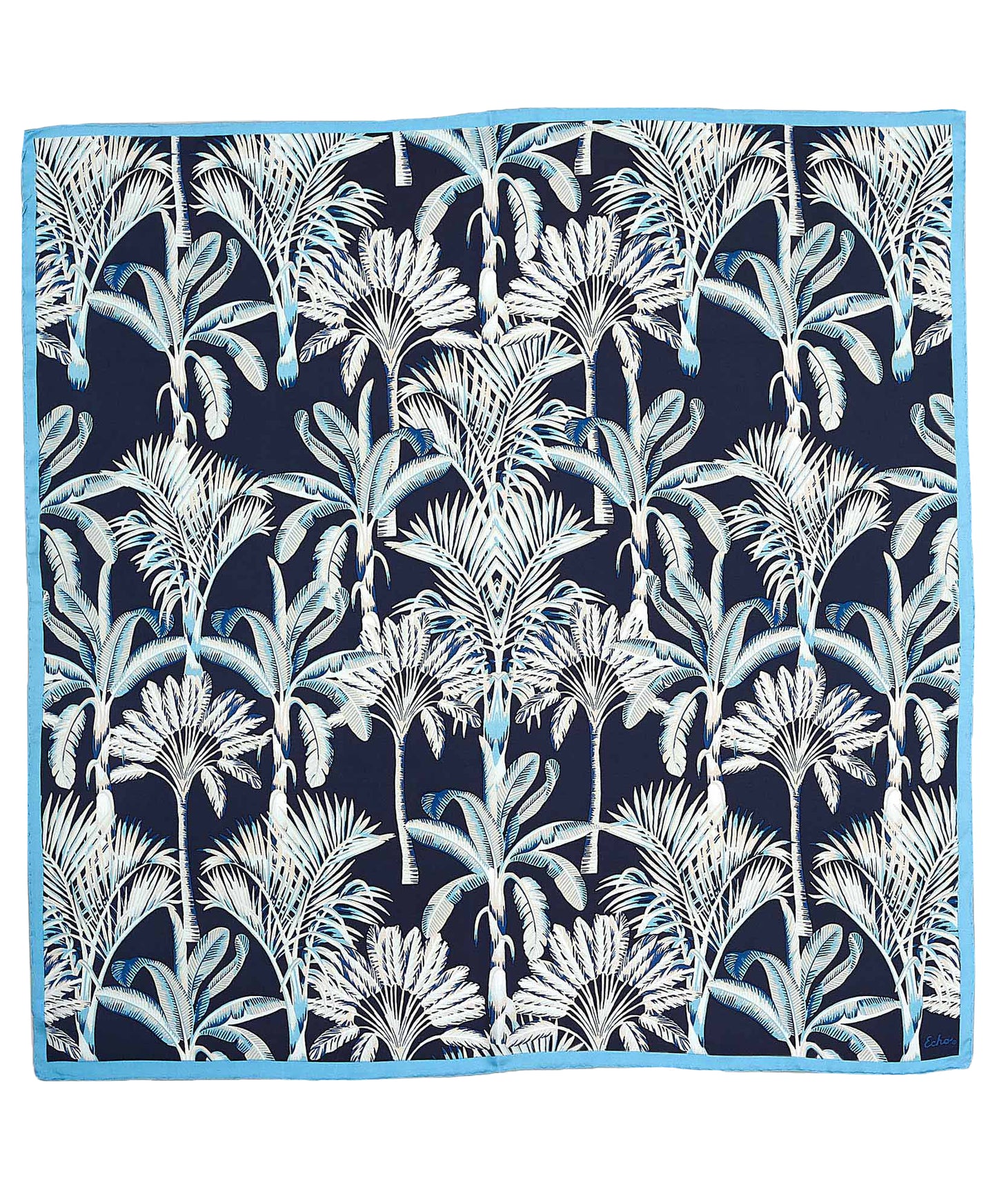 Wild Palm Silk Square in color Navy