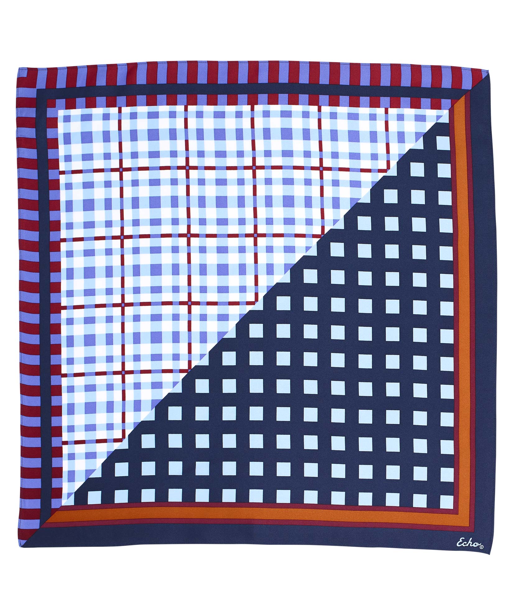 Patch Plaid Silk Square in color Navy