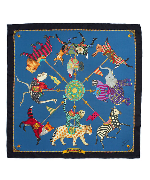 The Menagerie Silk Square in color Blue Depths
