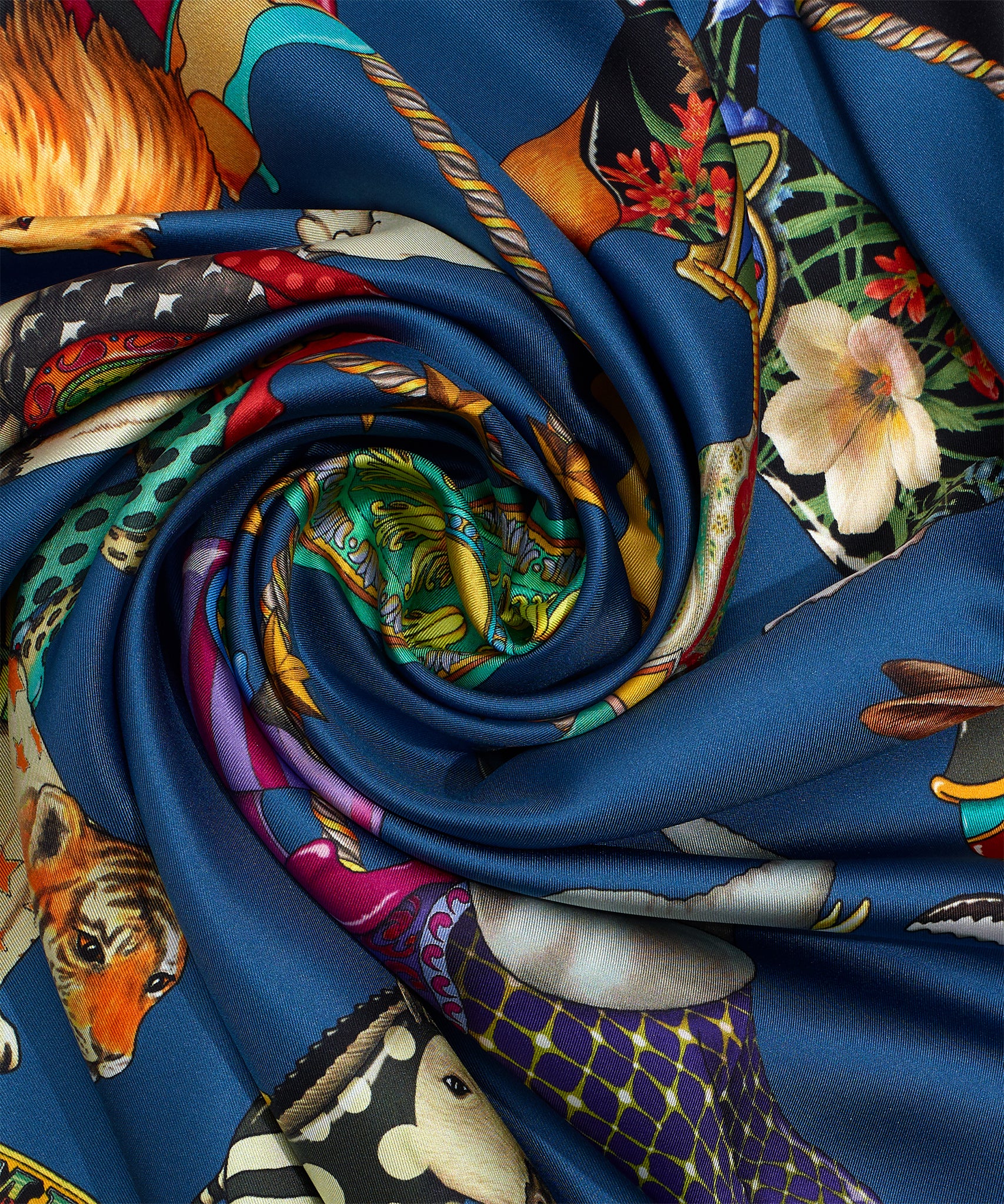 The Menagerie 35" Silk Square Scarf Color: Blue Depths