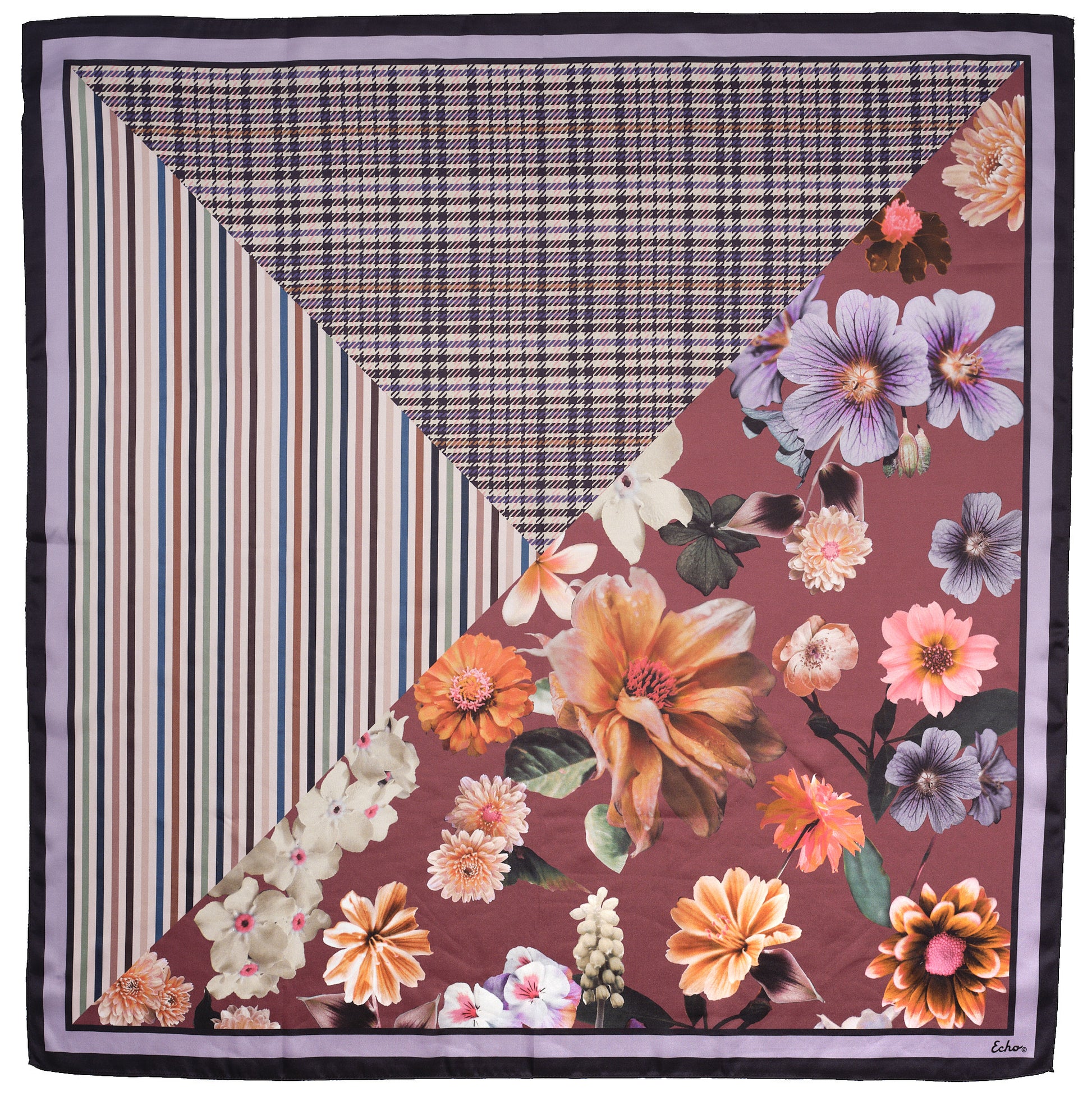 Floral Patch Silk Square in color Hyacinth