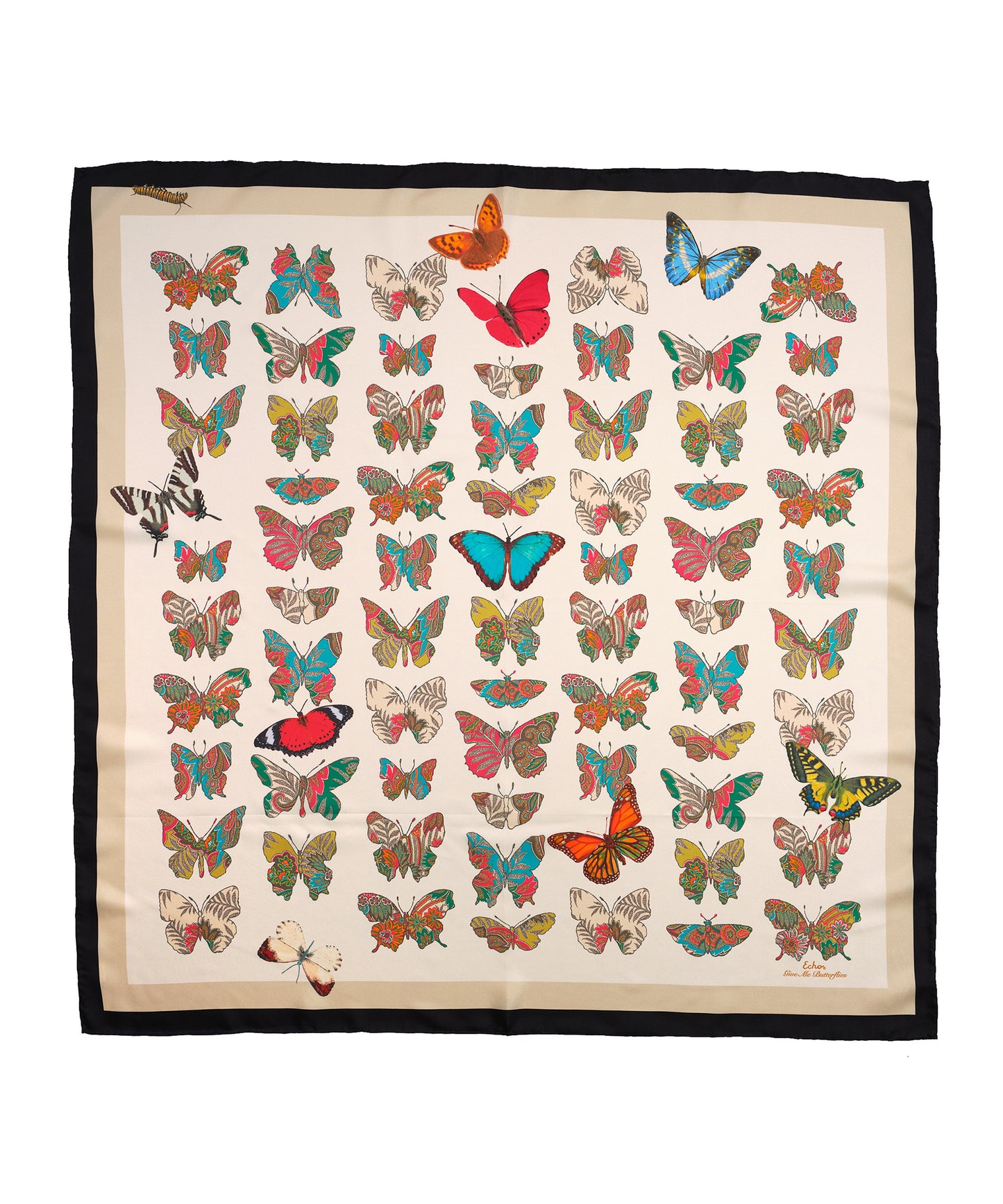 Give Me Butterflies Silk Square in color Ivory