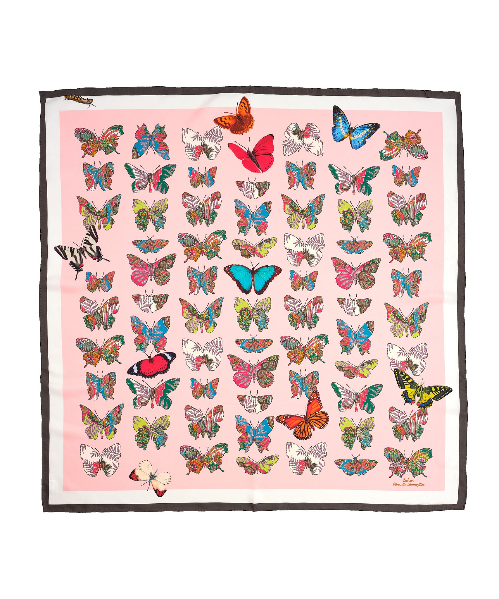 Echo Give Me Butterflies 35 Silk Square Scarf Blush