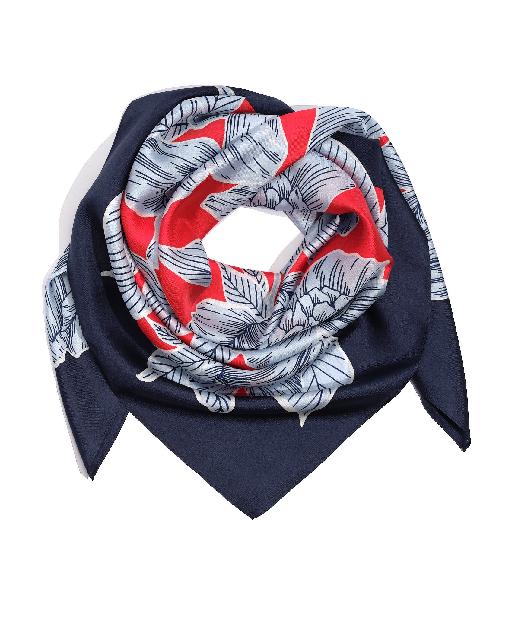 Mystic Bloom Silk Square in color Navy