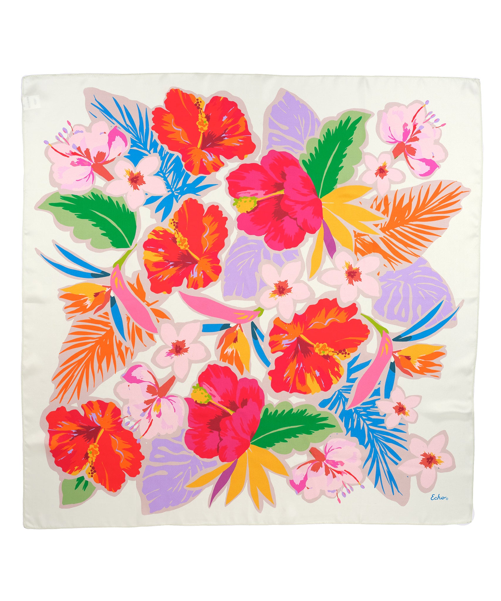 Tahiti Floral Silk Square in color Cream