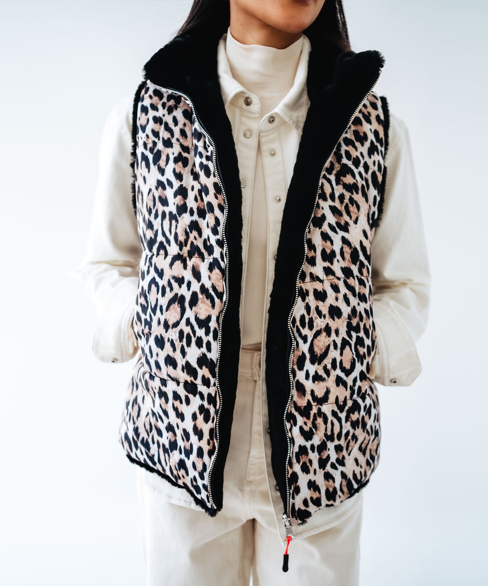 Cover Vest-Polyester Flocking Leopard - アウター