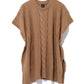 Recycled Aran Cable Poncho in color Camel Heather