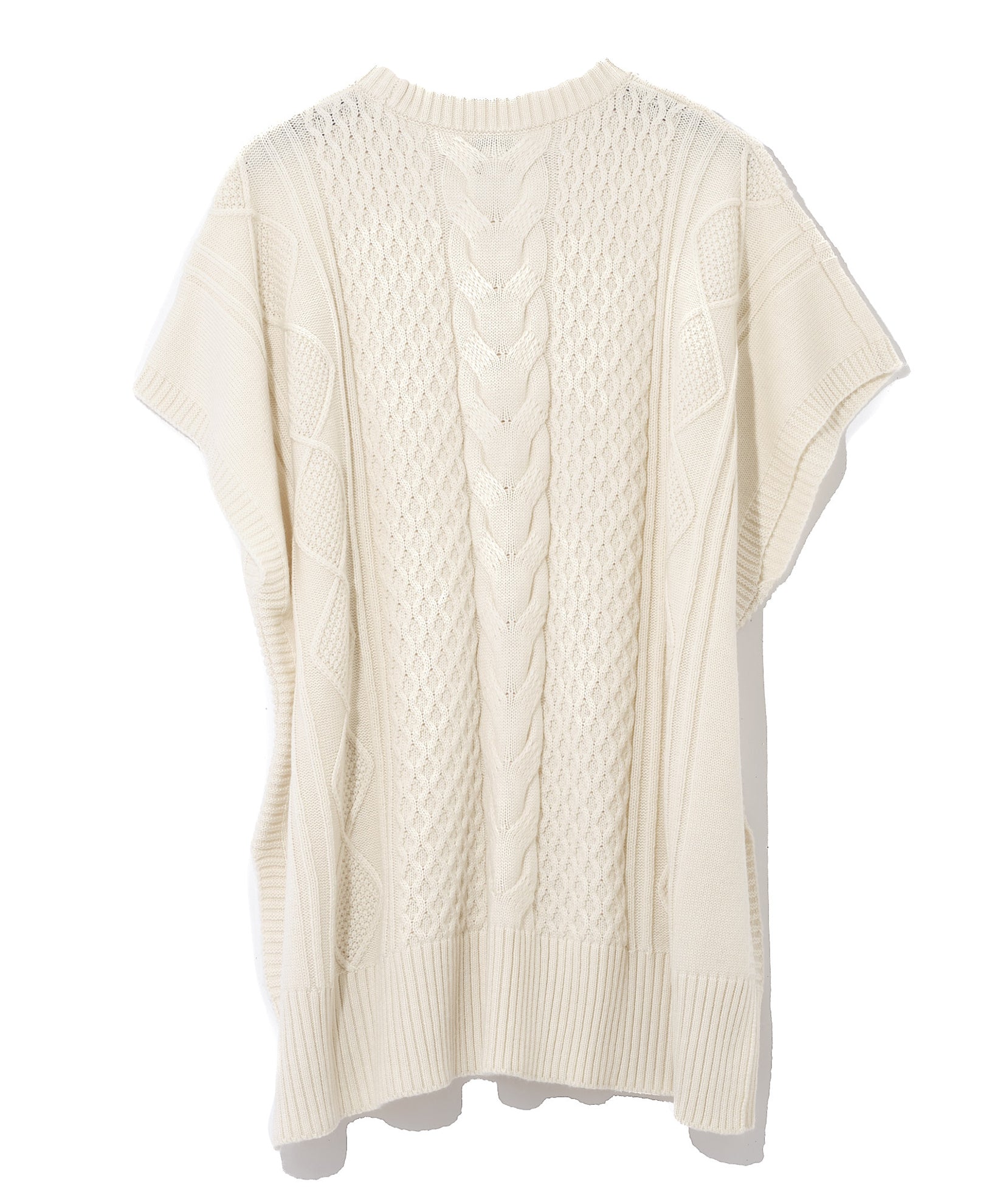 Recycled Aran Cable Poncho in color Ivory