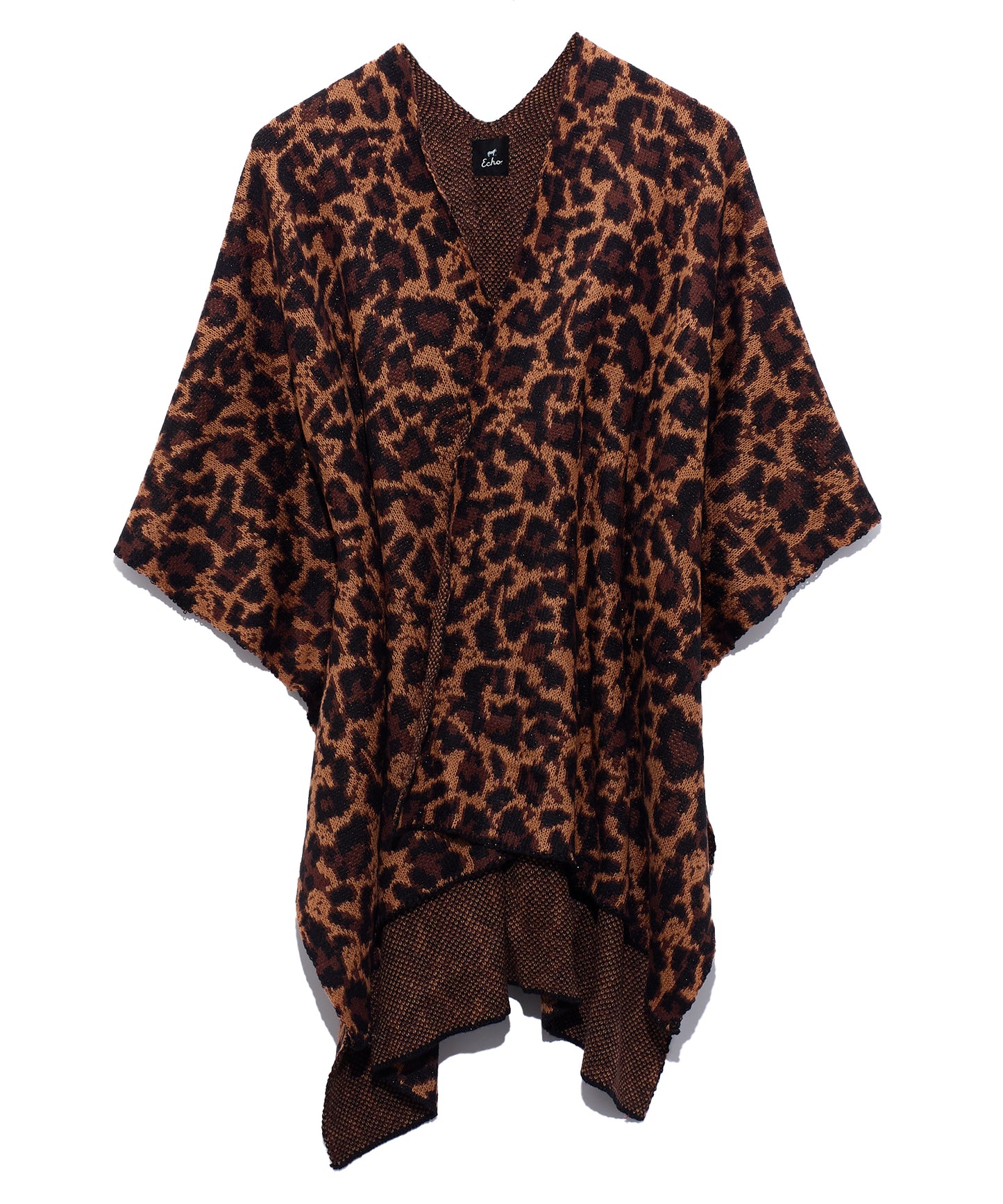 Leopard Knit Ruana in color Camel