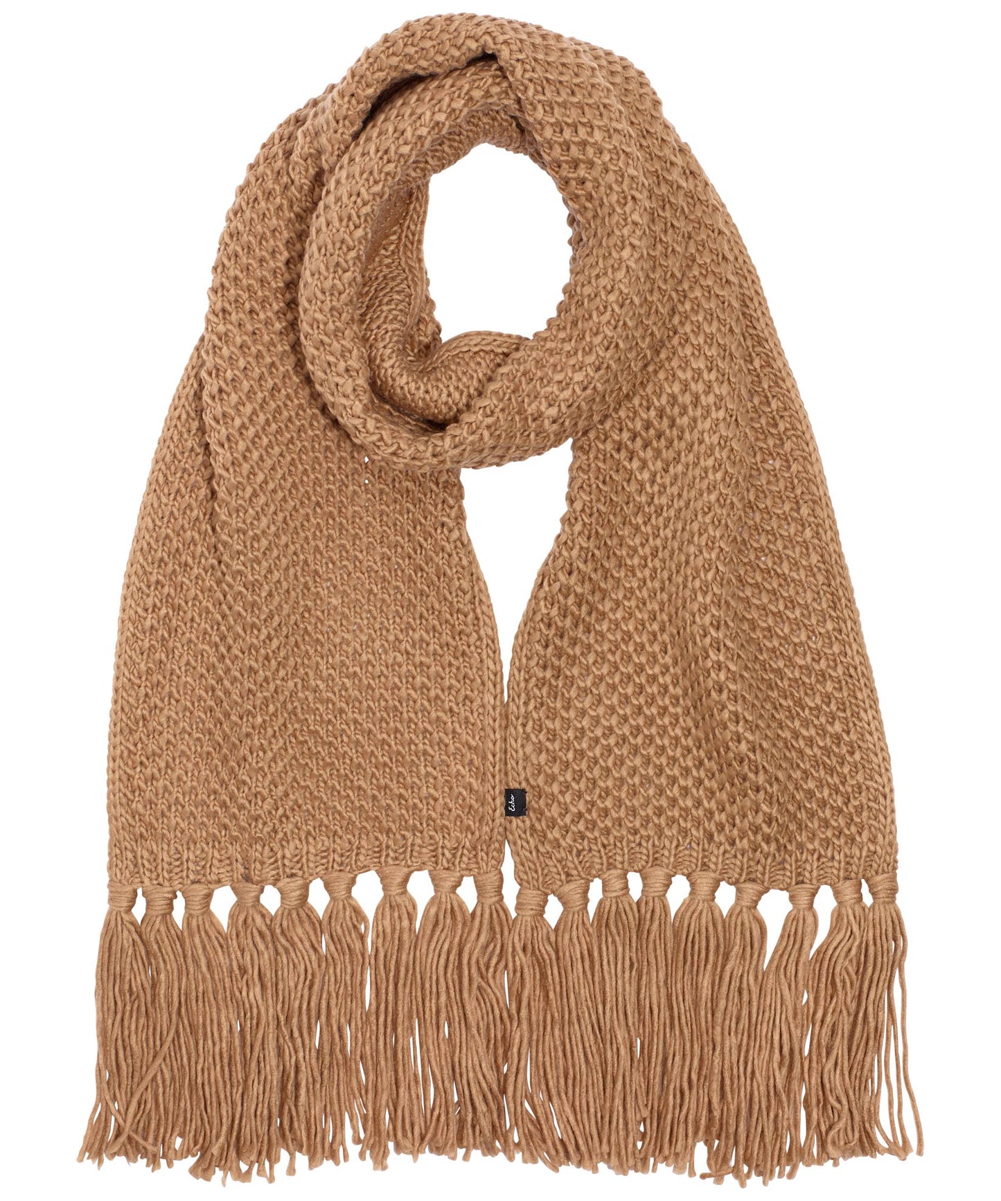 Chunky Scarf With Fringe in color Teak